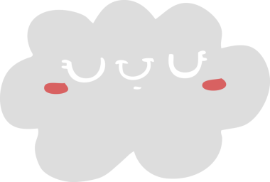 Bir insan tarafından çizilmiş şirin düz renkli çizgi film bulutu