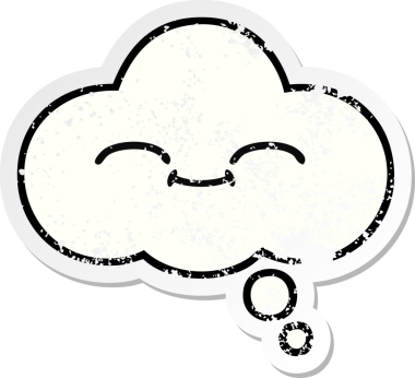 Bir insan tarafından çizilmiş tatlı bir çizgi film düşünce balonunun sıkıntılı çıkartması.