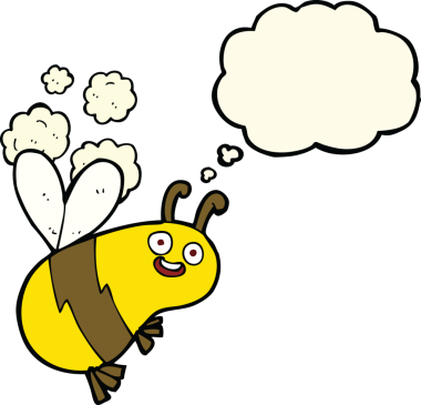 Bir insan tarafından çizilmiş düşünce balonlu komik çizgi film arısı.