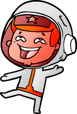 Bir insan tarafından çizilmiş mutlu astronot çizgi filmi.