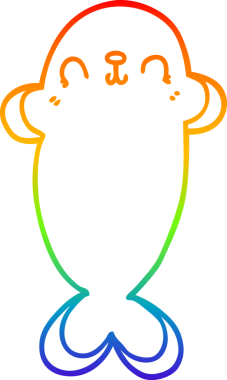 gökkuşağı gradyan çizgi çizimi bir insan tarafından çizilmiş fok