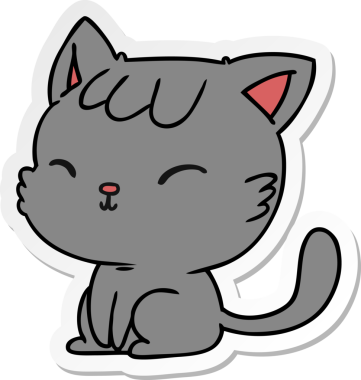 Bir insan tarafından çizilmiş sevimli kawaii kedisinin çizilmiş bir karikatür çizimi