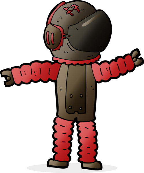 Karikatür astronotu bir insan tarafından çiziliyor.