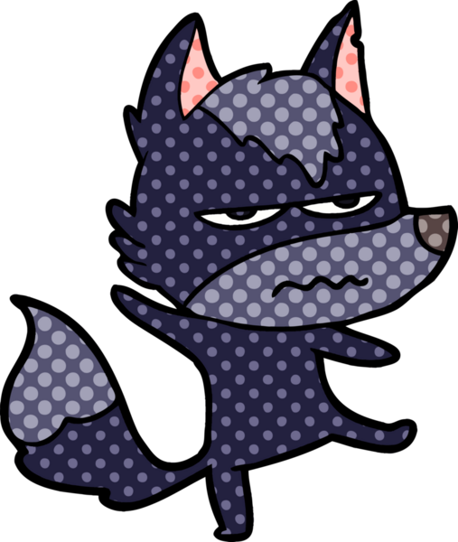 Bir insan tarafından çizilmiş rahatsız kurt çizgi filmi.