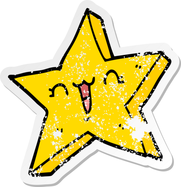 Bir insan tarafından çizilmiş sevimli bir çizgi film yıldızının sıkıntılı çıkartması.