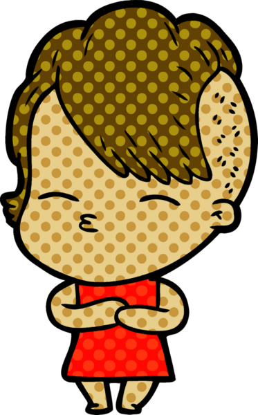 Bir insan tarafından çizilmiş şaşı çizgi film kızı.