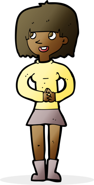 Bir insan tarafından çizilmiş karikatür dostu kadın.