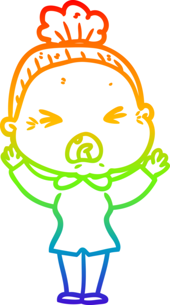 Bir insan tarafından çizilmiş kızgın yaşlı bir kadının çizimi.