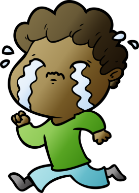 Bir insan tarafından çizilmiş ağlayan çizgi film adamı.