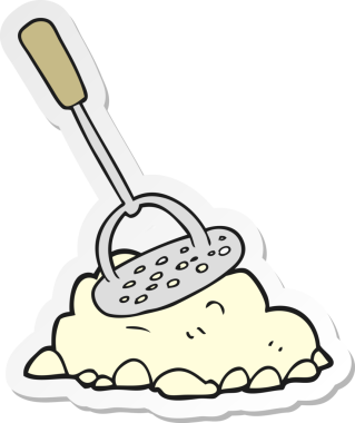 Bir insan tarafından çizilmiş patates ezicisinin çıkartması.