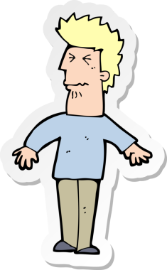 Bir insan tarafından çizilmiş bir karikatür çıkartması.