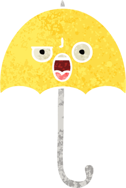 Bir insan tarafından çizilmiş bir şemsiyenin retro çizim tarzı karikatürü