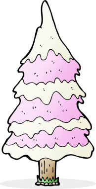 bir insan tarafından çizilmiş karlı pembe bir ağaç.