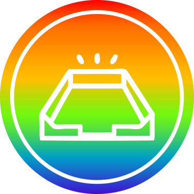 Bir insan tarafından çizilmiş gökkuşağı gradyanı ile tepsi dairesel simgesinde boş