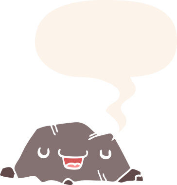 bir insan tarafından çizilmiş retro tarzı konuşma baloncuğu olan karikatür rock