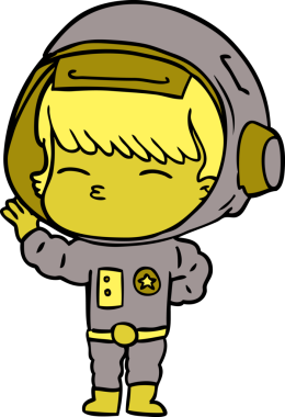 Bir insan tarafından çizilmiş meraklı astronot çizgi filmi.