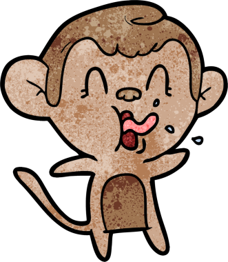 Bir insan tarafından çizilmiş çılgın çizgi film maymunu