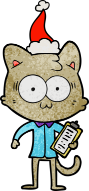 Şaşırmış bir ofis çalışanı kedinin insan tarafından çizilmiş el yapımı bir karikatürü.