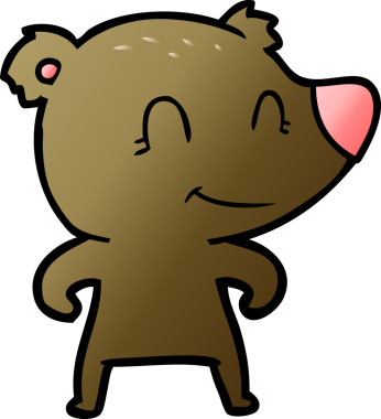 Bir insan tarafından çizilmiş gülümseyen ayı çizgi filmi.