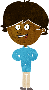 Bir insan tarafından çizilmiş mutlu çocuk çizgi filmi.