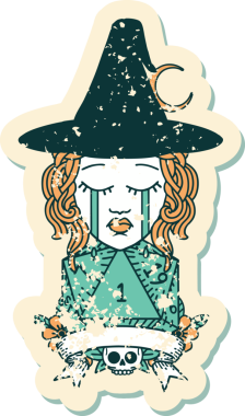 Retro Dövme Tarzı Ağlayan İnsan Cadısı Bir insan tarafından çizilmiş doğal bir rulo