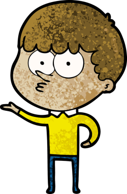 Bir insan tarafından çizilmiş meraklı bir çocuk.