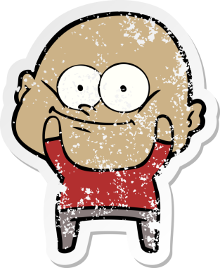 Bir insan tarafından çizilmiş kel bir adamın sıkıntılı çıkartması.