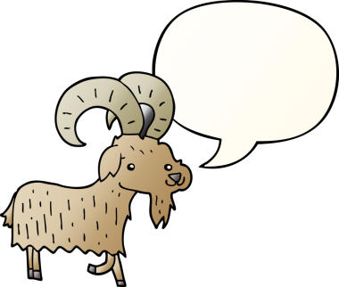 bir insan tarafından çizilmiş yumuşak eğimli konuşma baloncuklu çizgi film keçisi