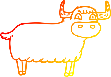 Bir insan tarafından çizilmiş İskoçya ineğinin sıcak çizgi çizimi