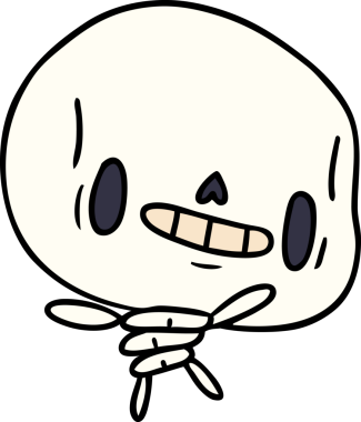 Bir insan tarafından çizilmiş güzel, ölü bir iskelet.