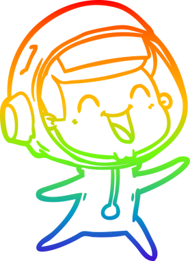 gökkuşağı gradyan çizimi mutlu bir çizgi astronot çizimi bir insan tarafından çizildi