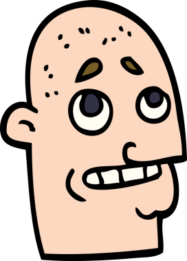 Bir insan tarafından çizilmiş kel bir adam.