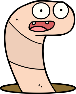 Bir insan tarafından çizilmiş bir solucan.