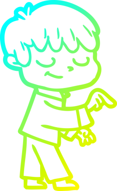 Bir çizgi film karakteri çizen soğuk çizgi bir insan tarafından çizilmiş mutlu çocuk.