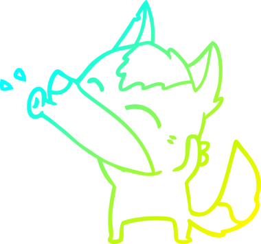 Bir insan tarafından çizilen uluyan kurt çizgi filminin soğuk gradyan çizimi