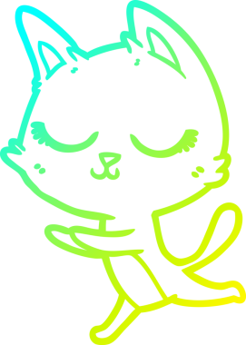 Bir insan tarafından çizilmiş sakin bir çizgi film kedisinin soğuk eğim çizgisi.