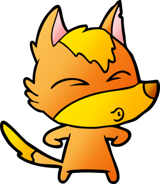 Bir insan tarafından çizilmiş tilki çizgi film karakteri