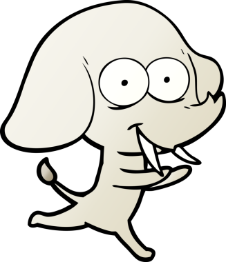 Bir insan tarafından çizilmiş mutlu bir fil.