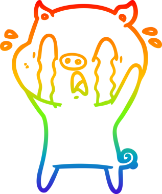 gökkuşağı gradyan çizimi bir insan tarafından çizilmiş ağlayan domuz çizgi filmi