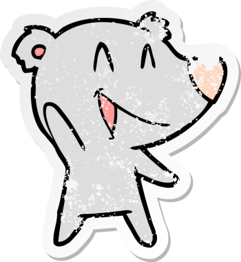 Bir insanın çizdiği gülen ayı karikatürünün sıkıntılı çıkartması.