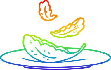 Bir insan tarafından çizilmiş karikatür salata yapraklarının çizimi.