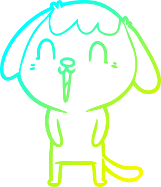 Bir insan tarafından çizilmiş şirin bir çizgi köpeğin soğuk gradyan çizgisi.