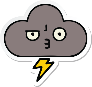 Bir insan tarafından çizilmiş şirin bir fırtına bulutunun çıkartması.