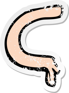 Bir insan tarafından çizilmiş bir karikatür kolunun gerilmiş çıkartması.