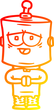 Bir insan tarafından çizilen çizgi film robotunun sıcak çizgi çizimi