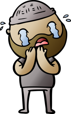 Çizgi film sakallı adam bir insan tarafından çizilmiş ağlıyor.