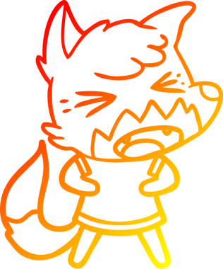 Bir insan tarafından çizilmiş kızgın bir tilkinin sıcak çizgi çizimi