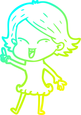 Bir insan tarafından çizilmiş mutlu çizgi film kızı çizimi.