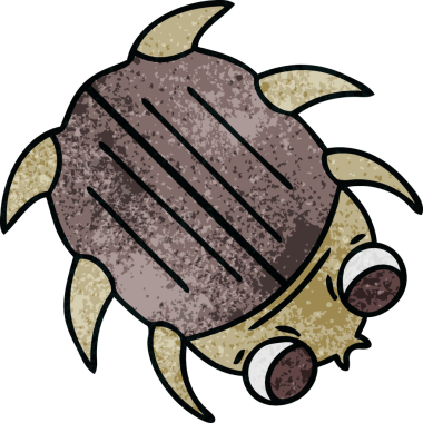 Bir insan tarafından çizilmiş garip çizgi film böceği.