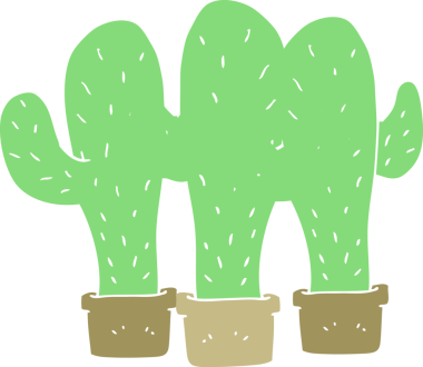 Bir insan tarafından çizilen kaktüsün düz renk çizimi